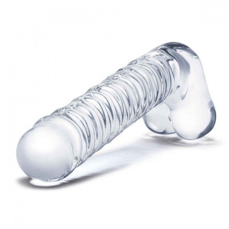 Прозрачный фаллоимитатор 8 Realistic Ribbed Glass Dildo - 20,3 см.