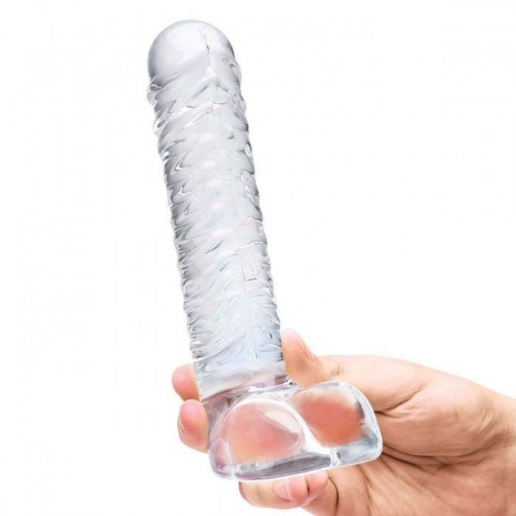 Прозрачный фаллоимитатор 8 Realistic Ribbed Glass Dildo - 20,3 см.