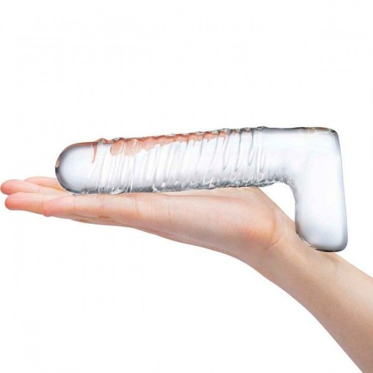 Прозрачный фаллоимитатор 8 Realistic Ribbed Glass Dildo - 20,3 см.