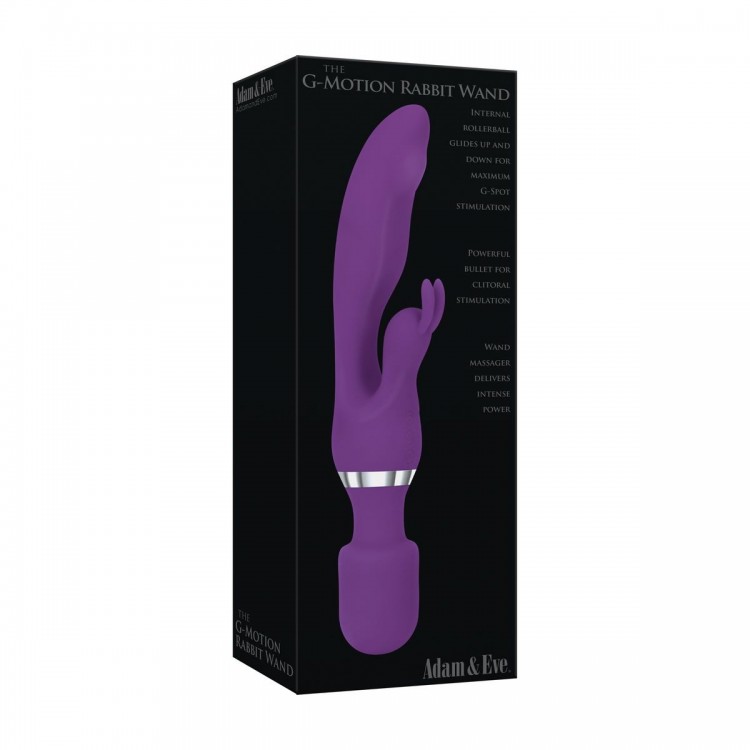 Фиолетовый двусторонний вибростимулятор G Motion Rabbit Wand - 25,4 см.