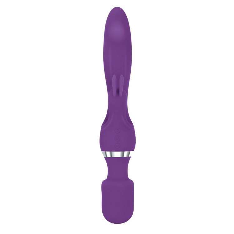 Фиолетовый двусторонний вибростимулятор G Motion Rabbit Wand - 25,4 см.
