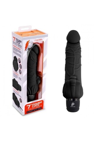 Черный вибратор-реалистик с клиторальными лепестками 7 Realistic Vibrator - 21,5 см.