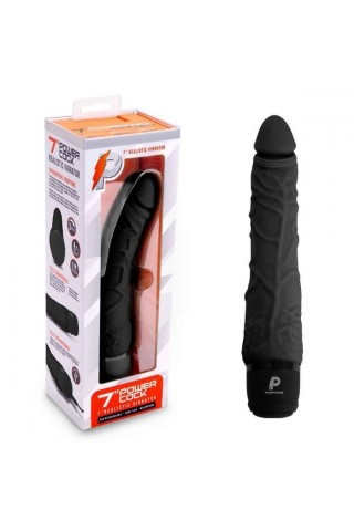 Черный вибратор-реалистик 7 Realistic Vibrator - 20 см.