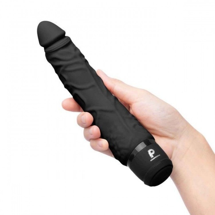 Черный вибратор-реалистик 7 Realistic Vibrator - 20 см.