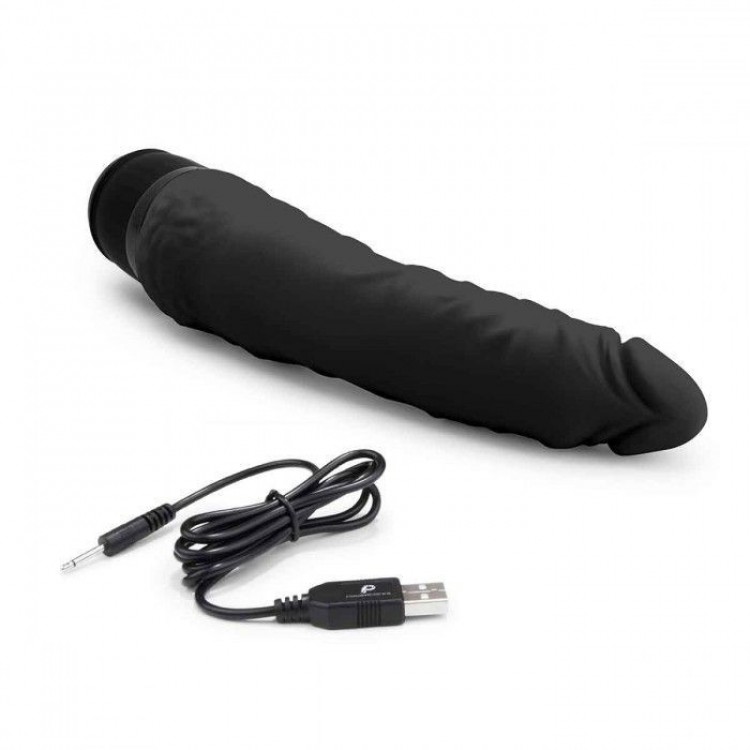 Черный вибратор-реалистик 7 Realistic Vibrator - 20 см.