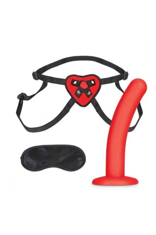 Красный поясной фаллоимитатор Red Heart Strap on Harness & 5in Dildo Set - 12,25 см.