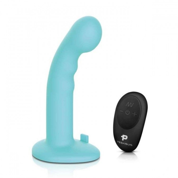 Голубая изогнутая насадка 6in Remote Control Ripple P-Spot G-Spot на черных трусиках - 16 см.