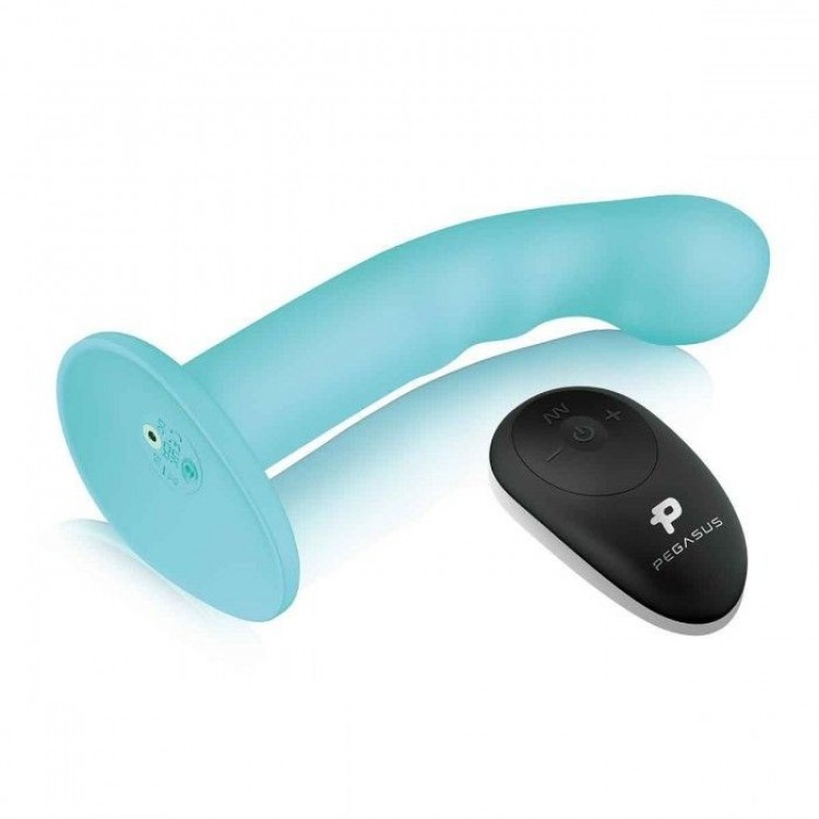 Голубая изогнутая насадка 6in Remote Control Ripple P-Spot G-Spot на черных трусиках - 16 см.