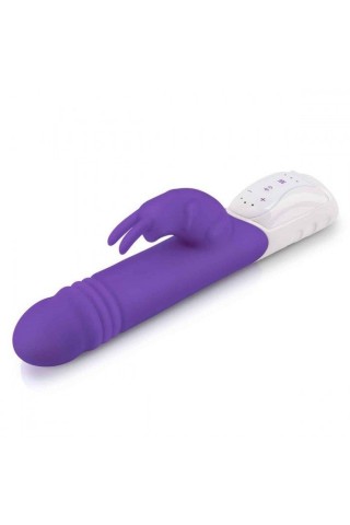 Фиолетовый пульсирующий вибромассажер G-Spot Thrusting Rabbit - 24 см.