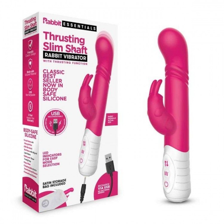 Розовый массажер для G-точки Slim Shaft thrusting G-spot Rabbit - 23 см.