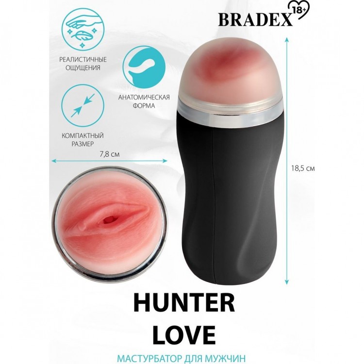 Мастурбатор-вагина Hunter Love в черной колбе