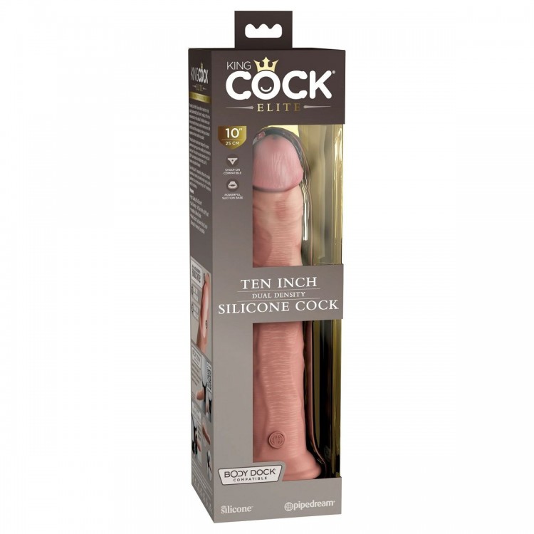 Телесный фаллоимитатор-реалистик King Cock Ellite Dual Density - 25,5 см.