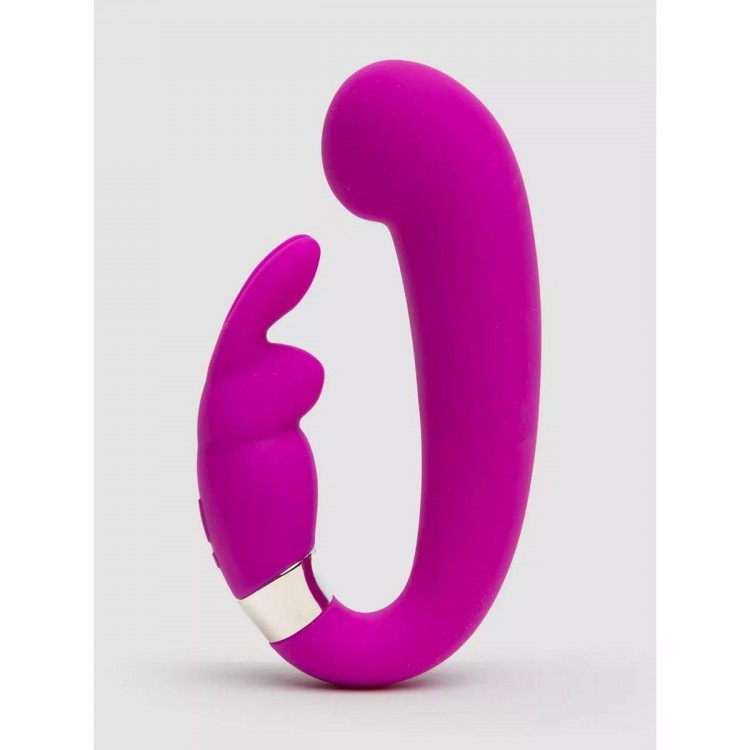 Лиловый вибратор Mini G-Spot Curve Vibe с клиторальным зайчиком