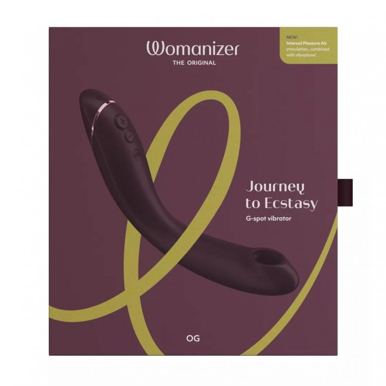 Сливовый стимулятор G-точки Womanizer OG c технологией Pleasure Air и вибрацией - 17,7 см.