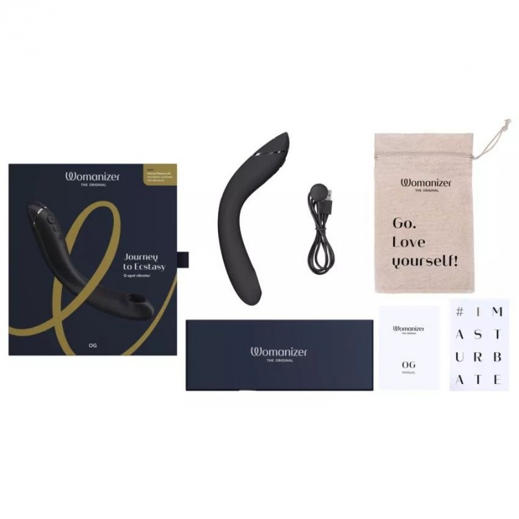 Темно-серый стимулятор G-точки Womanizer OG c технологией Pleasure Air и вибрацией - 17,7 см.