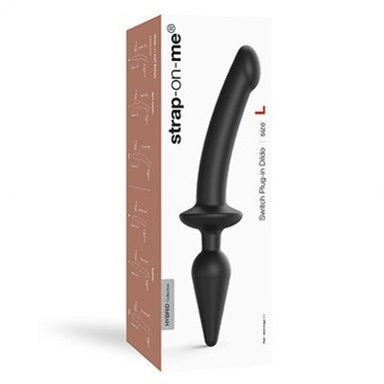 Черный двусторонний фаллоимитатор Strap-On-Me Dildo Plug-In Switch size L