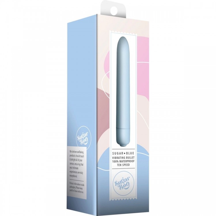 Голубой мини-вибратор Sugar Blue - 14,2 см.