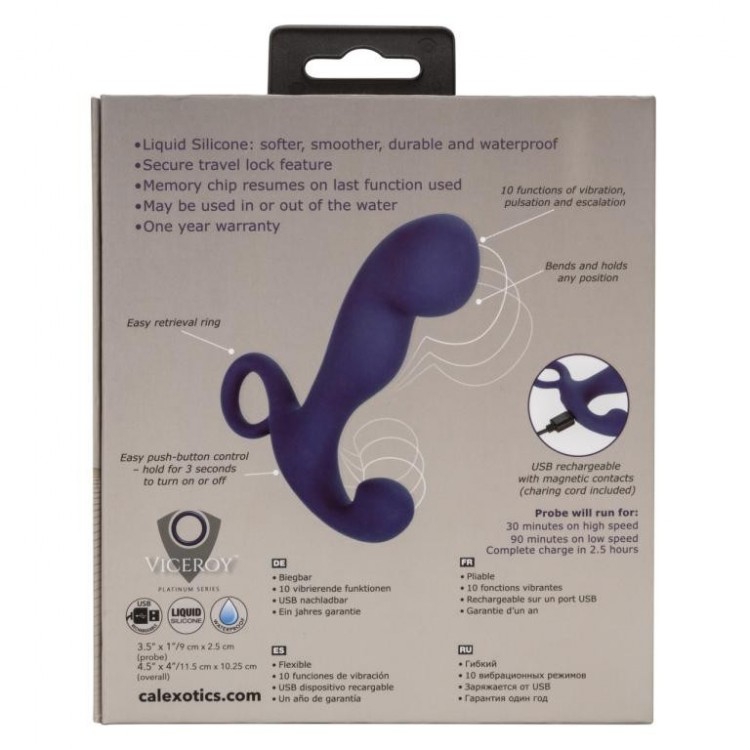 Синий вибромассажер Viceroy Rechargeable Command Probe Синий вибромассажер Viceroy Rechargeable Command Probe