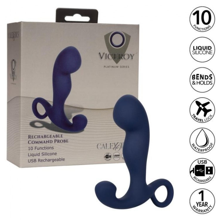 Синий вибромассажер Viceroy Rechargeable Command Probe Синий вибромассажер Viceroy Rechargeable Command Probe