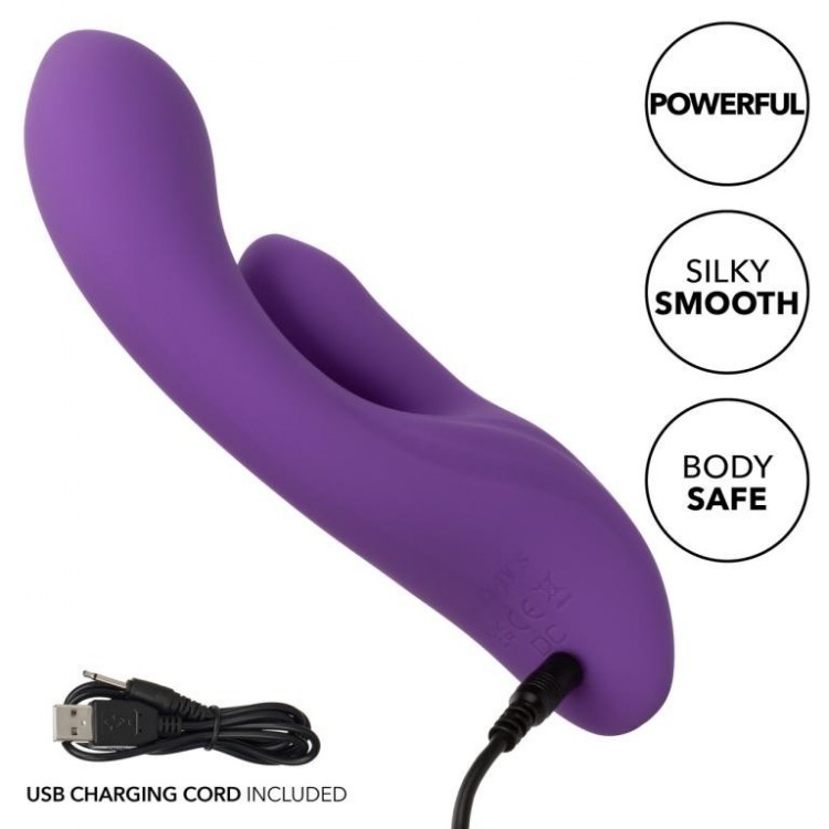 Фиолетовый вибратор-кролик Stella Liquid Silicone Dual Pleaser - 17,25 см.