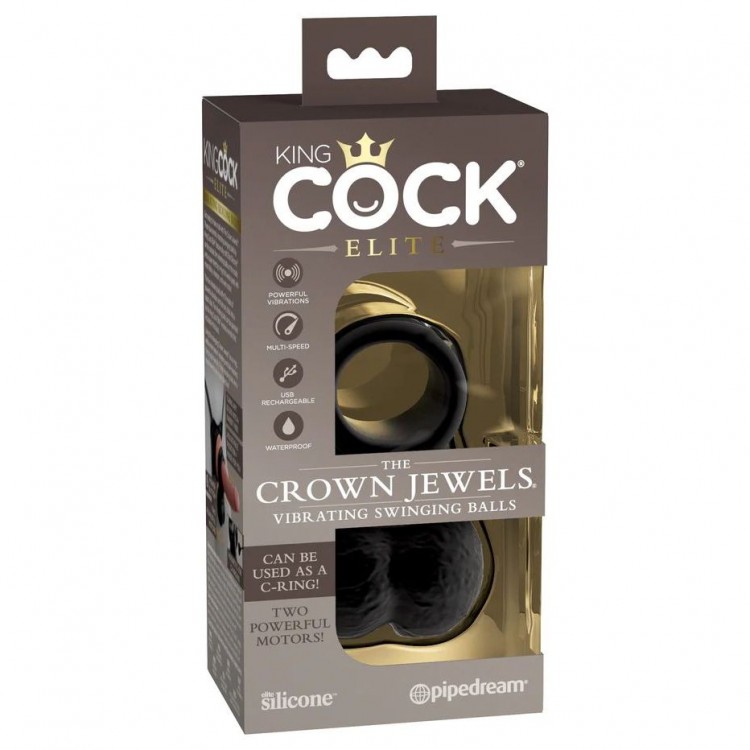 Черная вибронасадка King Cock Ellite The Crown Jewels