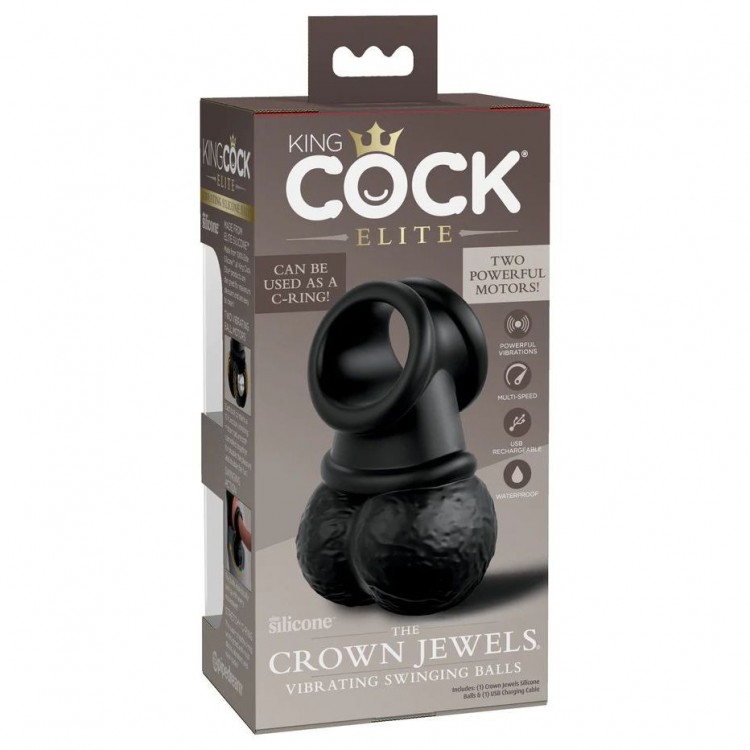 Черная вибронасадка King Cock Ellite The Crown Jewels