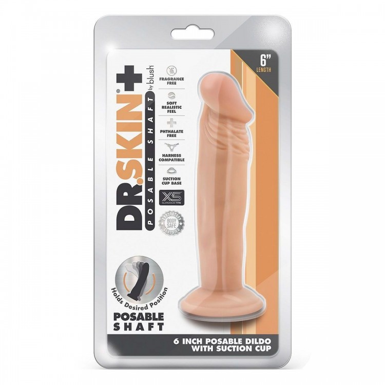 Телесный фаллоимитатор-реалистик 6 Inch Posable Dildo - 16,5 см.