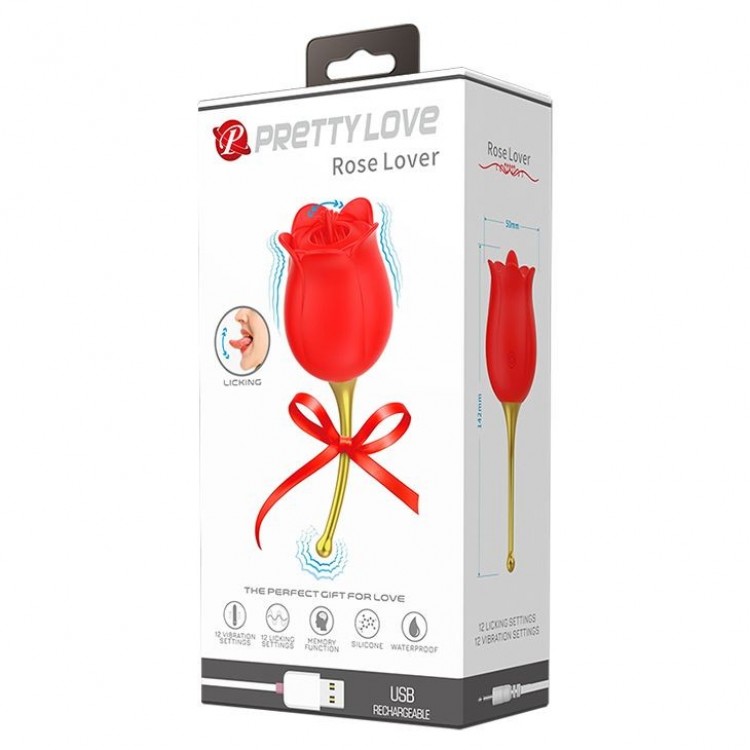 Красный клиторальный вибромассажёр Rose Lover Красный клиторальный вибромассажёр Rose Lover