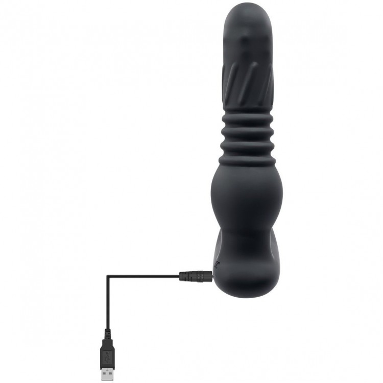 Черный массажер простаты Adams Warming & Rotating Prostate Thruster - 15,3 см.
