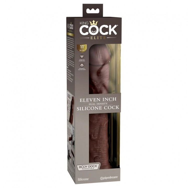 Коричневый фаллоимитатор-реалистик 11 Silicone Dual Density Cock - 29,5 см.