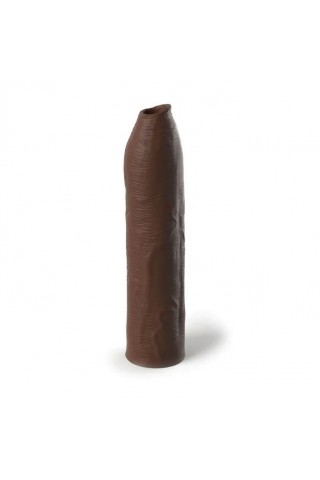 Коричневая насадка-удлинитель Uncut Silicone Penis Enhancer - 17,8 см.