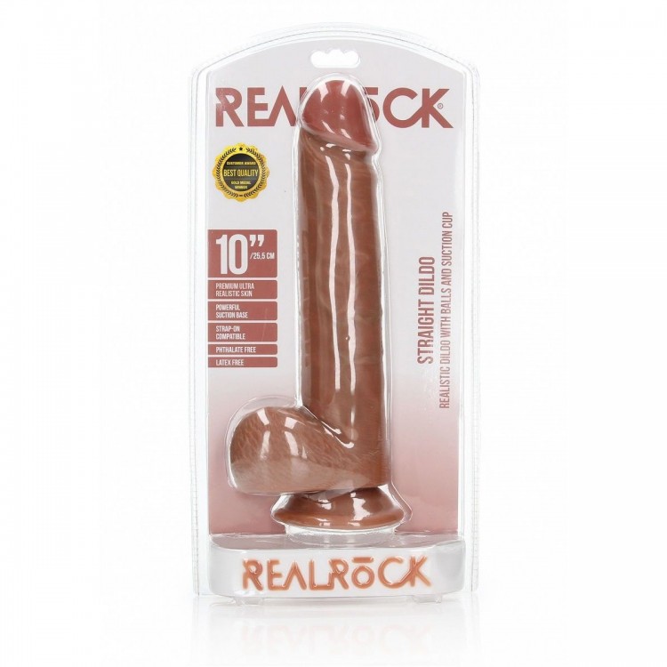 Телесный фаллоимитатор Straight Realistic Dildo Balls Suction Cup 10 - 28 см.