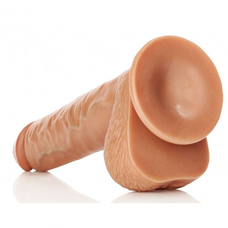 Телесный фаллоимитатор Straight Realistic Dildo Balls Suction Cup 10 - 28 см.