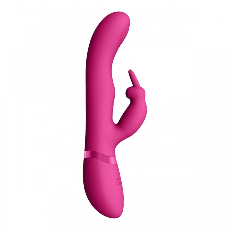 Розовый вибромассажер May Pulse-Wave & C-spot & G-Spot Rabbit - 22 см.