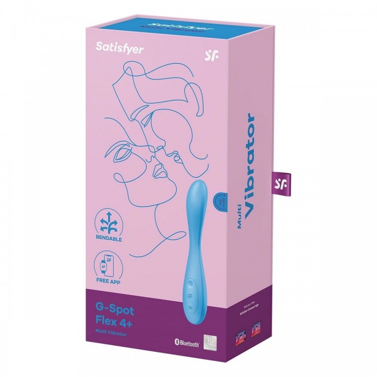 Голубой гибкий вибромассажер Satisfyer G-Spot Flex 4+ - 19 см.