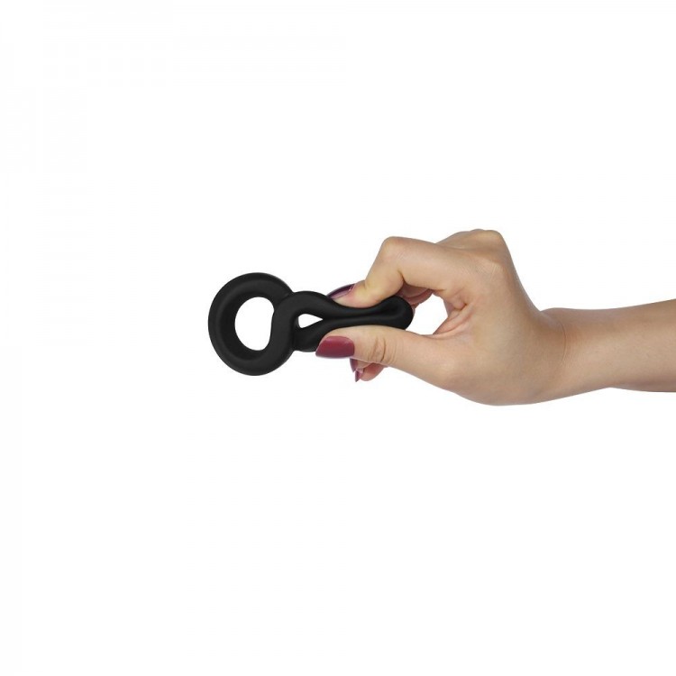 Черное двойное эрекционное кольцо Ultra Soft Platinum Cure Silicone Cockring