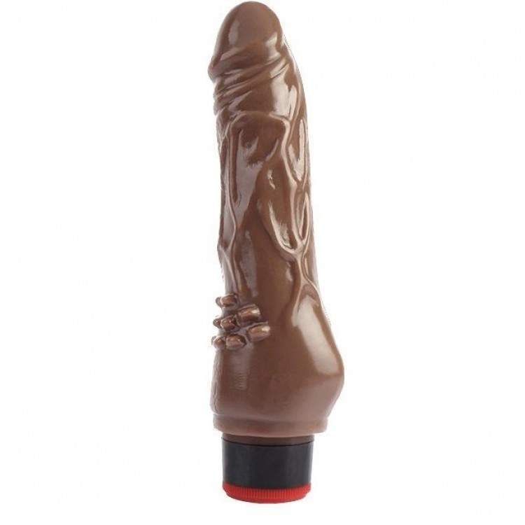 Коричневый вибратор-реалистик 7.8 Vibrating Dildo - 19 см.