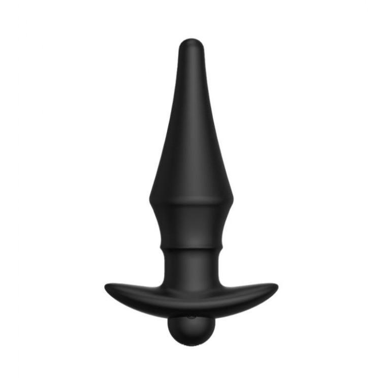 Черная перезаряжаемая анальная пробка №08 Cone-shaped butt plug - 13,5 см.