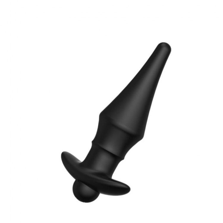 Черная перезаряжаемая анальная пробка №08 Cone-shaped butt plug - 13,5 см.