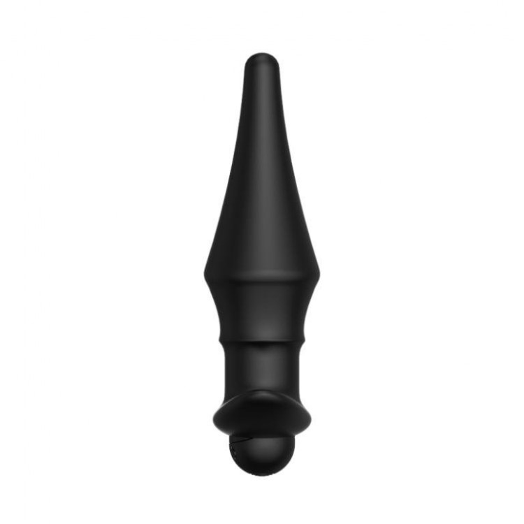 Черная перезаряжаемая анальная пробка №08 Cone-shaped butt plug - 13,5 см.