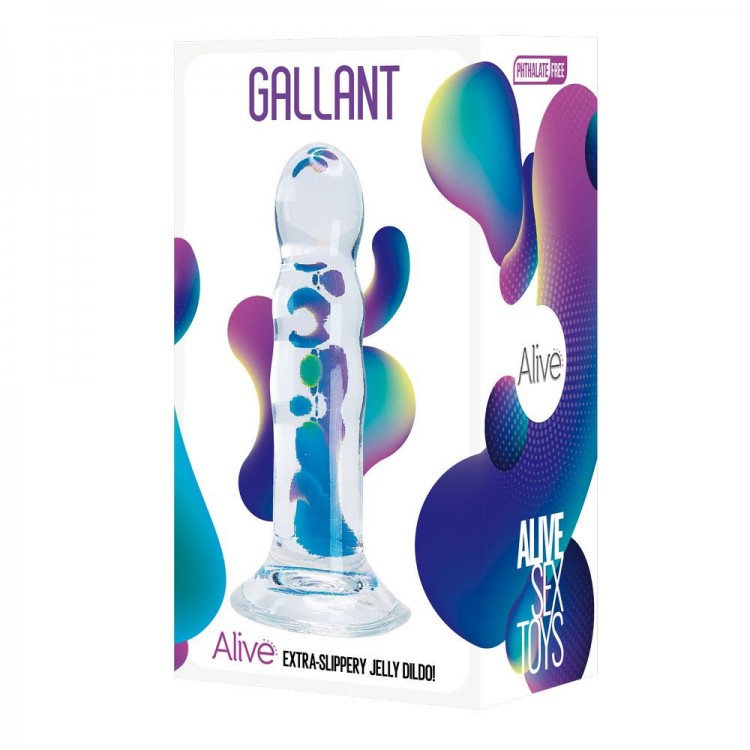 Прозрачный фаллоимитатор на присоске Gallant Jelly Dildo - 16 см.