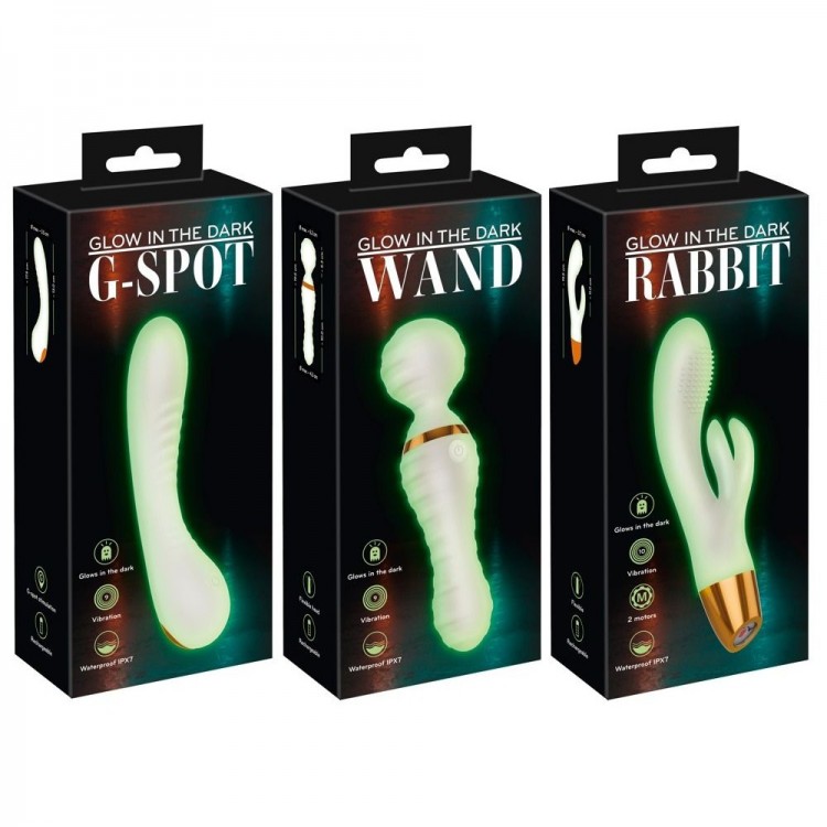 Набор из 3 светящихся в темноте вибраторов Glow in the Dark Set