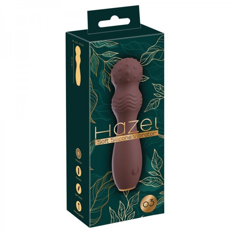 Коричневый вибратор-жезл Hazel 03 - 14 см.
