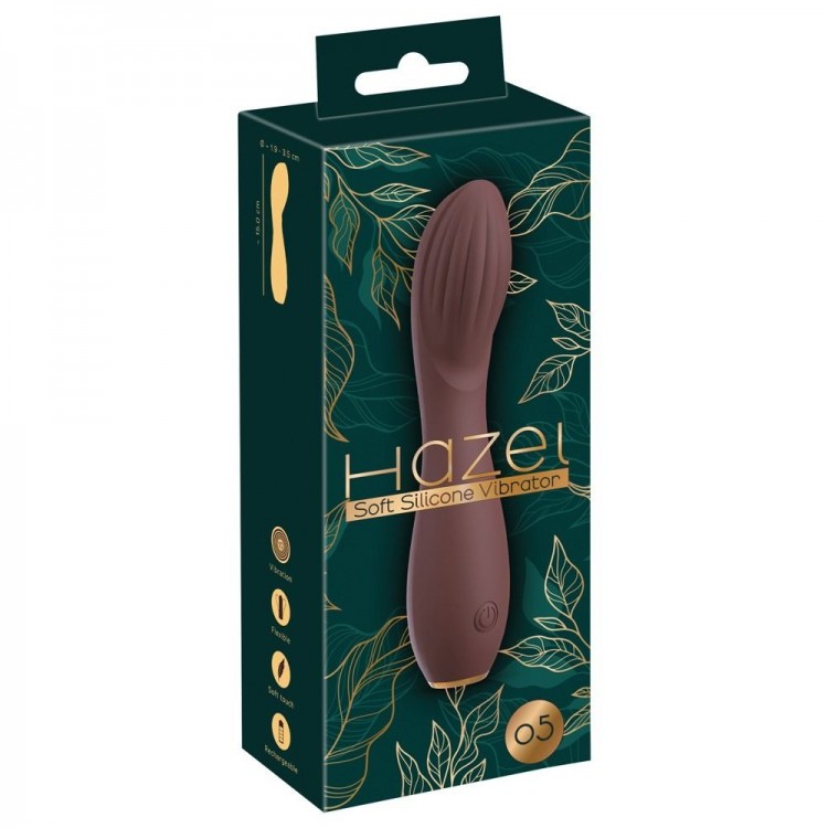 Коричневый вибратор с рельефной головкой Hazel 05 - 15 см.