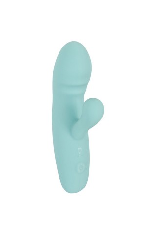 Бирюзовый мини-вибратор с клиторальным отростком Rabbit Vibrator - 15,5 см.