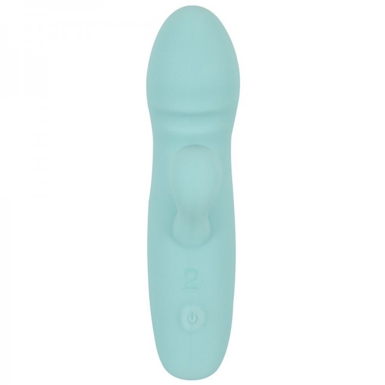 Бирюзовый мини-вибратор с клиторальным отростком Rabbit Vibrator - 15,5 см.