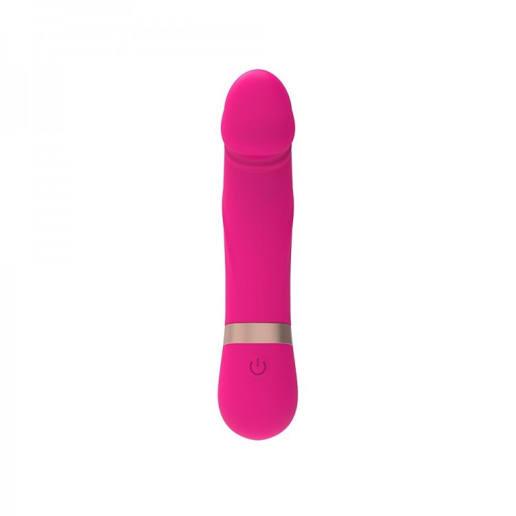 Розовый мини-вибратор с загнутой головкой Dildo Vibe - 11,7 см.