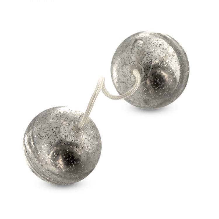 Вагинальные шарики с блёстками SILVER MAGIC BALLS