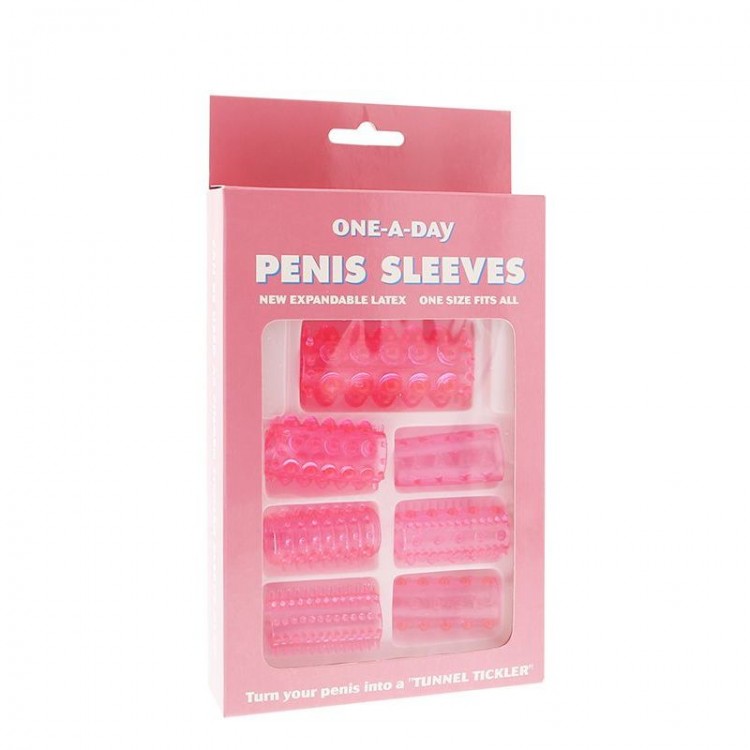 Набор из 7 розовых насадок на пенис ONE-A-DAY PENIS SLEEVES PINK