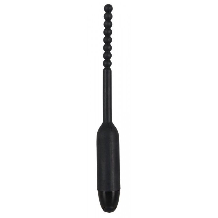 Чёрный вибростимулятор для уретры Silikon Dilator - 19 см.
